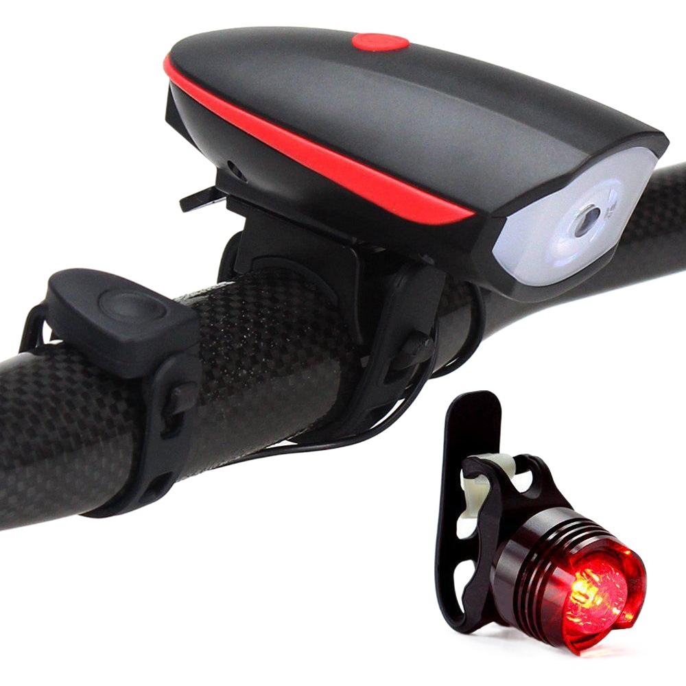 Bicycle headlight USB charging headlight Horn Mountain bike horn headlight highlight bicycle horn light