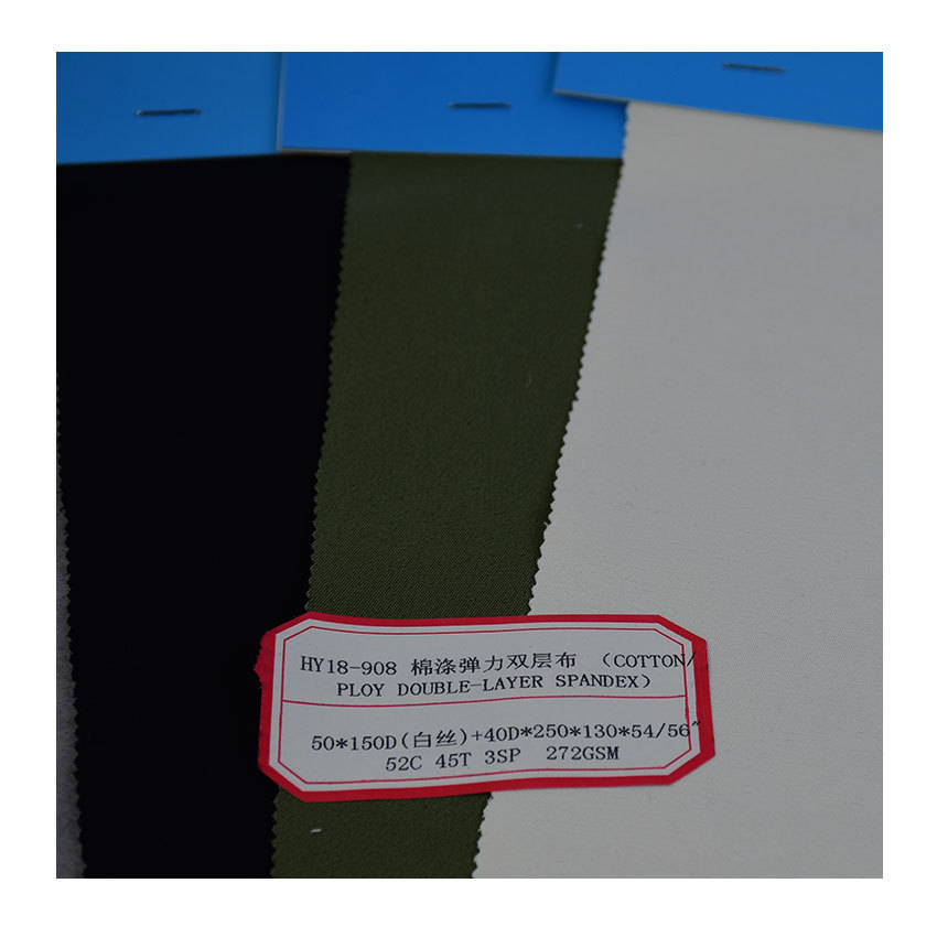 Cotton Polyester Stretch Double Layer Fabric Cotton Polyester Blend Spandex Stretch Fabric Casual Pants Fashion Woven Fabric