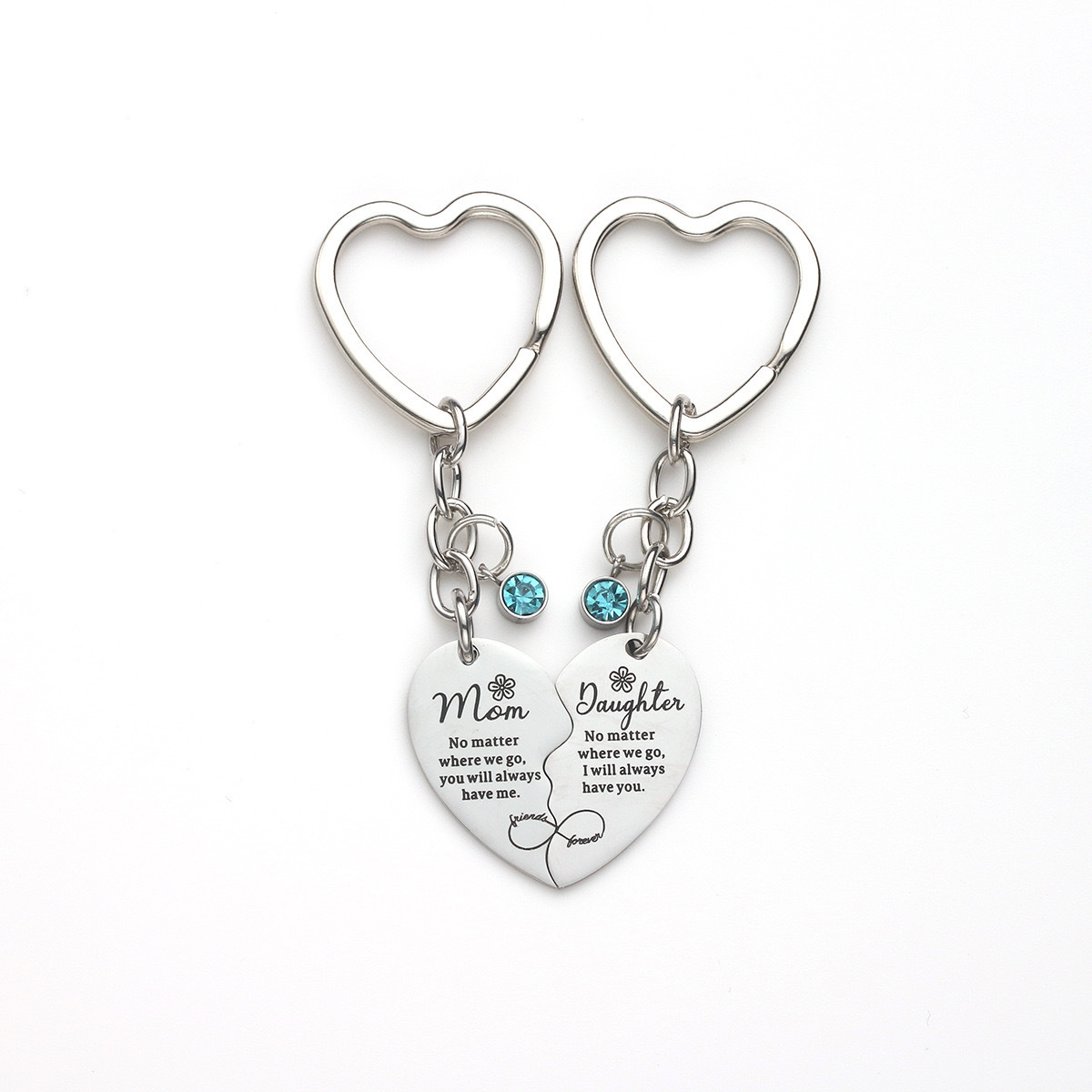 Picture of Mother's Day Love Keychain New SHORT BEST FRI Pendant Stainless Steel Spelling Heart Couple Necklace Gift