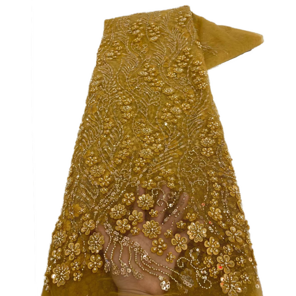 Fabric Cloth Fashion High-End Embroidered Clothing Fabric Castle Sequin Fabric Sequin Embroidery Mesh Bottom Sequin Embroidery