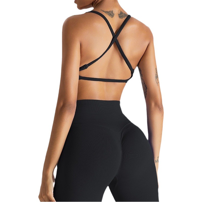 European and American Seamless Yoga Tops for Women, Breathable Yoga Clothes, Quick-Drying Running Sports Underwear, Cross Back Fitness Vests