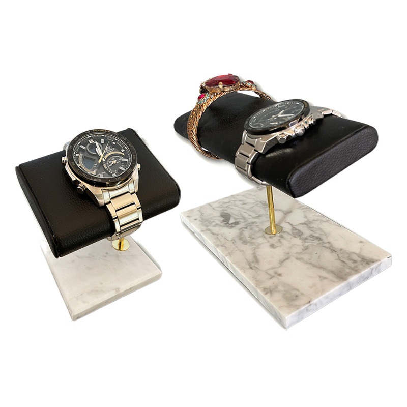 Factory spot supply marble watch display rack black PU leather watch Holder Watch storage rack display rack
