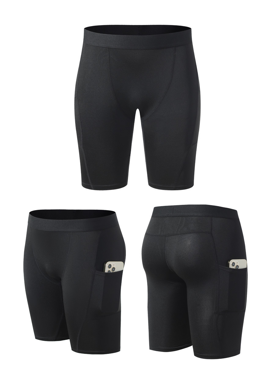 Fitness Shorts Tight Sports Pants High Elastic Running Training Compression Quick-drying Pocket Men's Short Leggings Basketball