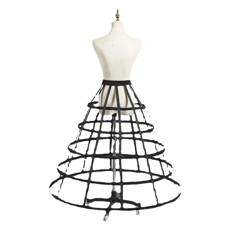Picture of Hollow Bird Cage Skirt with Fish Bones, Two, Three, Four, Five Steel Black and White Cosplay Violent Lolita See-Through Petticoat