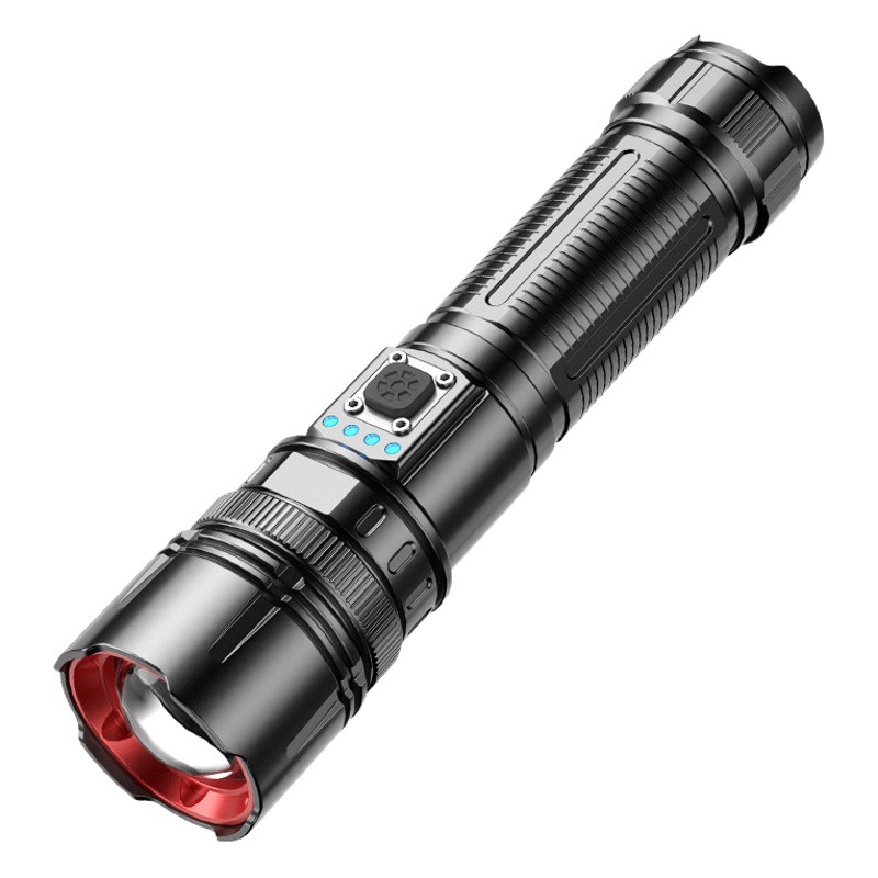 Cross-border dedicated LED flashlight super bright outdoor lighting waterproof electric display mechanical multi-function rechargeable flashlight