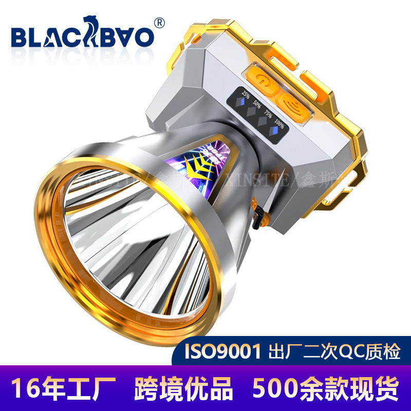 Cross-border new explosion induction headlight two-color light source super endurance outdoor waterproof strong light night fishing headlight
