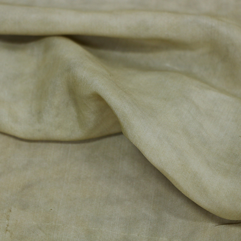 Dirty Khaki 5023B Tussah Silk Old Material Fried Color Fabric 130 Wide Tussah Silk Skirt Vest Shirt Fabric