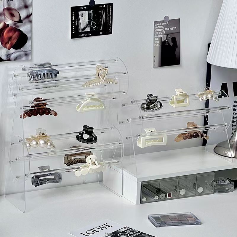 Picture of 360-Degree Rotating Acrylic Cut Out Transparent Hairband Display Stand Watch Bracelet Counter Display Stand Hairband Storage