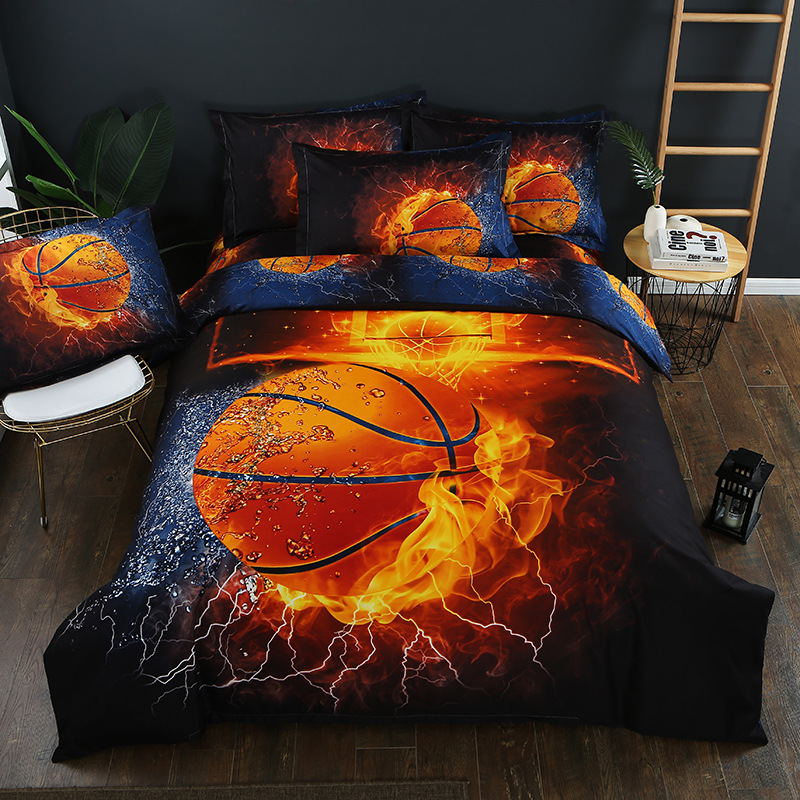 Cross-border home textile basketball quilt cover three-piece bedding Amazon 3D printing four-piece set