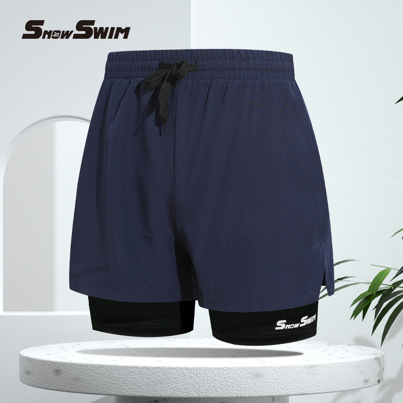 Picture of Men's double-layer swimming trunks boxer adult quick-drying anti-embarrassment swimming trunks beach pants hot spring swimming equipment suit