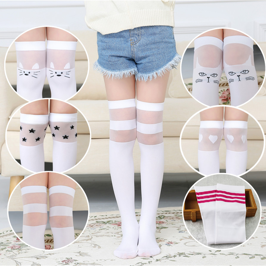 Summer Thin Children's Mid-Calf Socks, Student Socks, Girls' Over-The-Knee Socks, Long Socks, Cartoon Half-High Socks