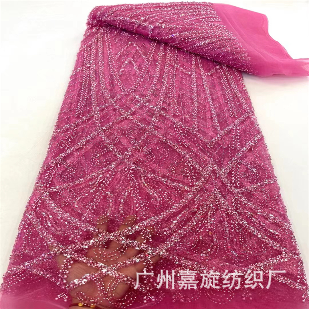 New European and American heavy industry bubble bead embroidery wedding dress evening dress stage clothing fabric beaded lace JX4062