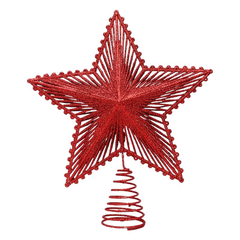 Christmas tree top star five-pointed star tree top decoration sequins linear grain tree top star scene layout props