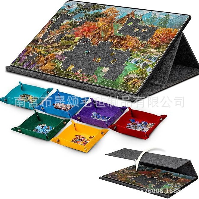 Cross-Border New Product Puzzle Board with Bracket Puzzle Pad Vertical and Horizontal Adjustable Puzzle Pad Puzzle Felt Board
