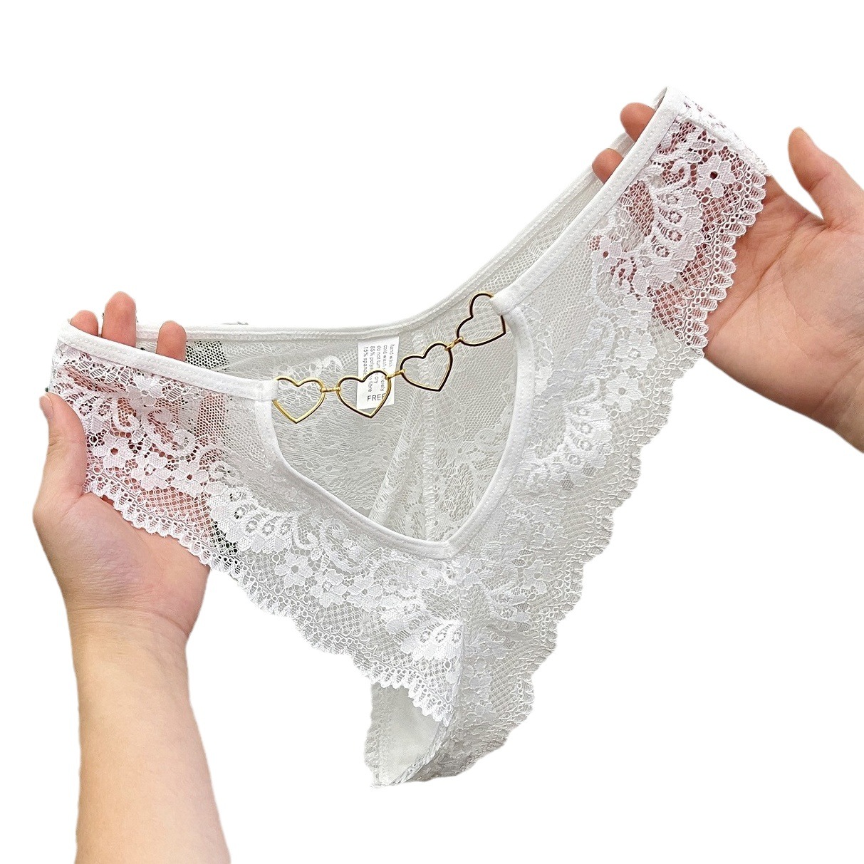 New Foreign Trade European and American Style Sexy Lace Underwear Women's Hollow Temptation Love Buckle Breathable Naked Women's Briefs