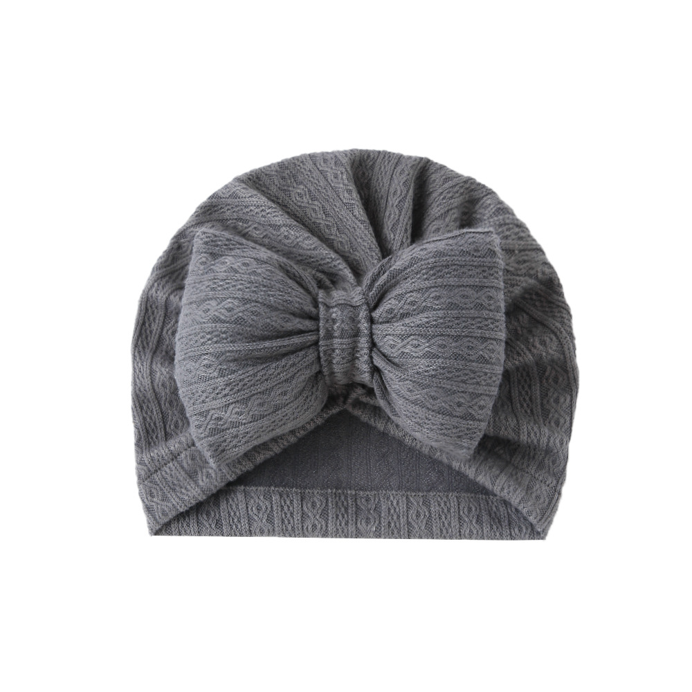 Picture of European and American New Baby Knitted Cotton-Filled Large Bow Kidsren's Pullover Hat Boat Hat Baby Turban Hat Ins Cross-Border