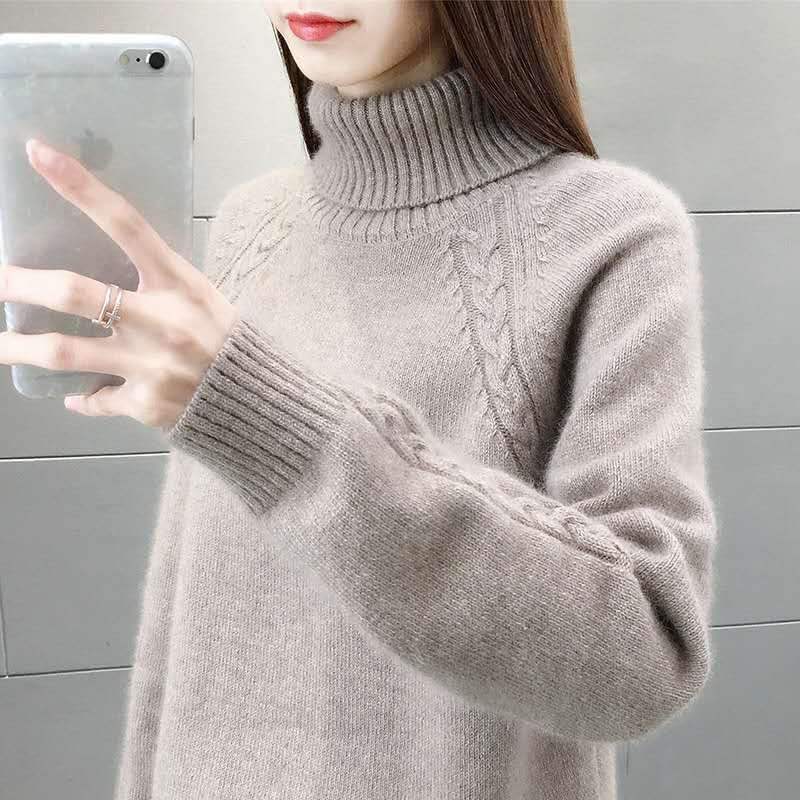 Picture of Lazy Style Turtleneck Women's Sweater Loose Outer Wear 2023 New Autumn and Winter Bottoming Shirt Thickeneded Top