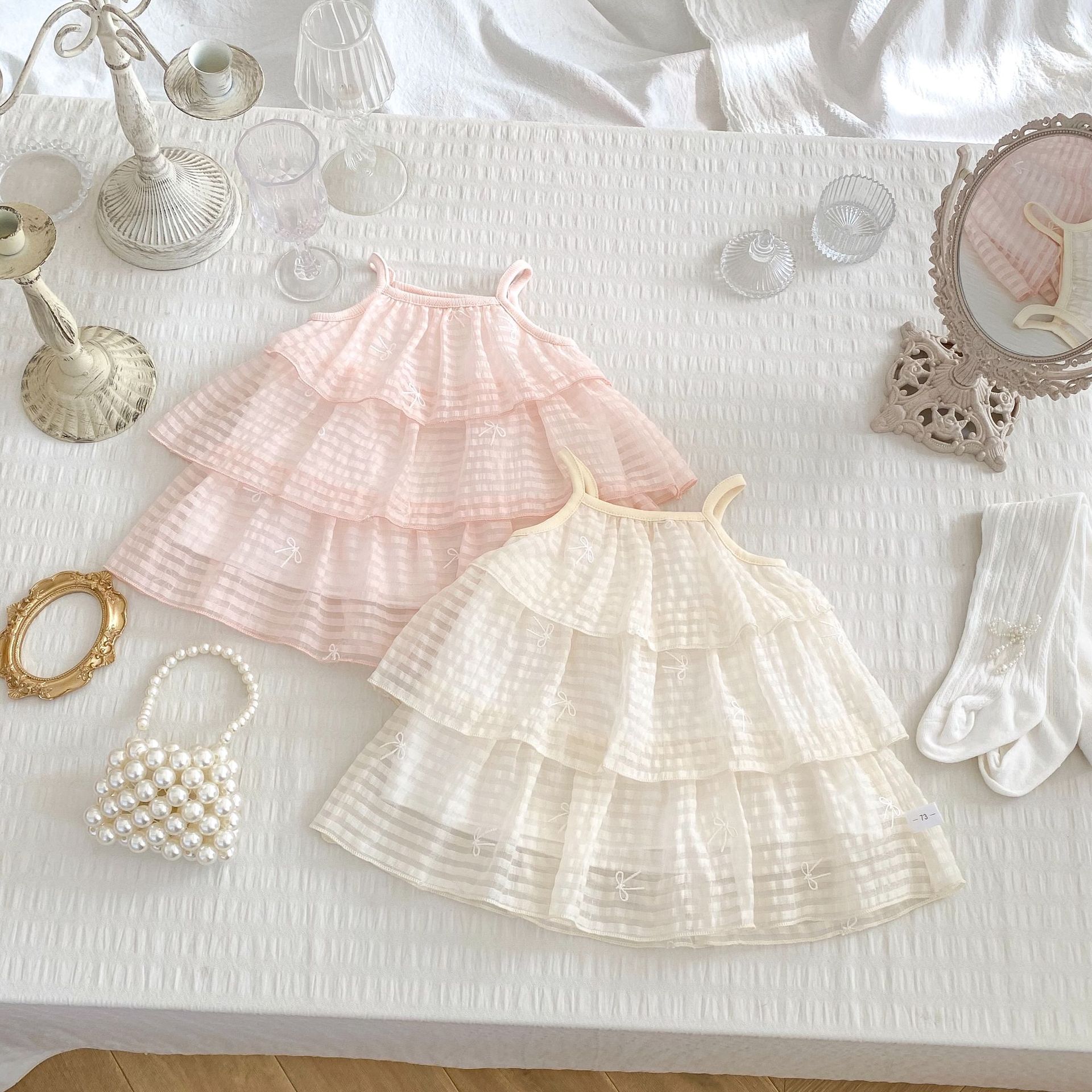 Picture of INS New Girls' Sling Cake Skirt Fashion Bow Princess Skirt Children's Baby Stylish Summer dress