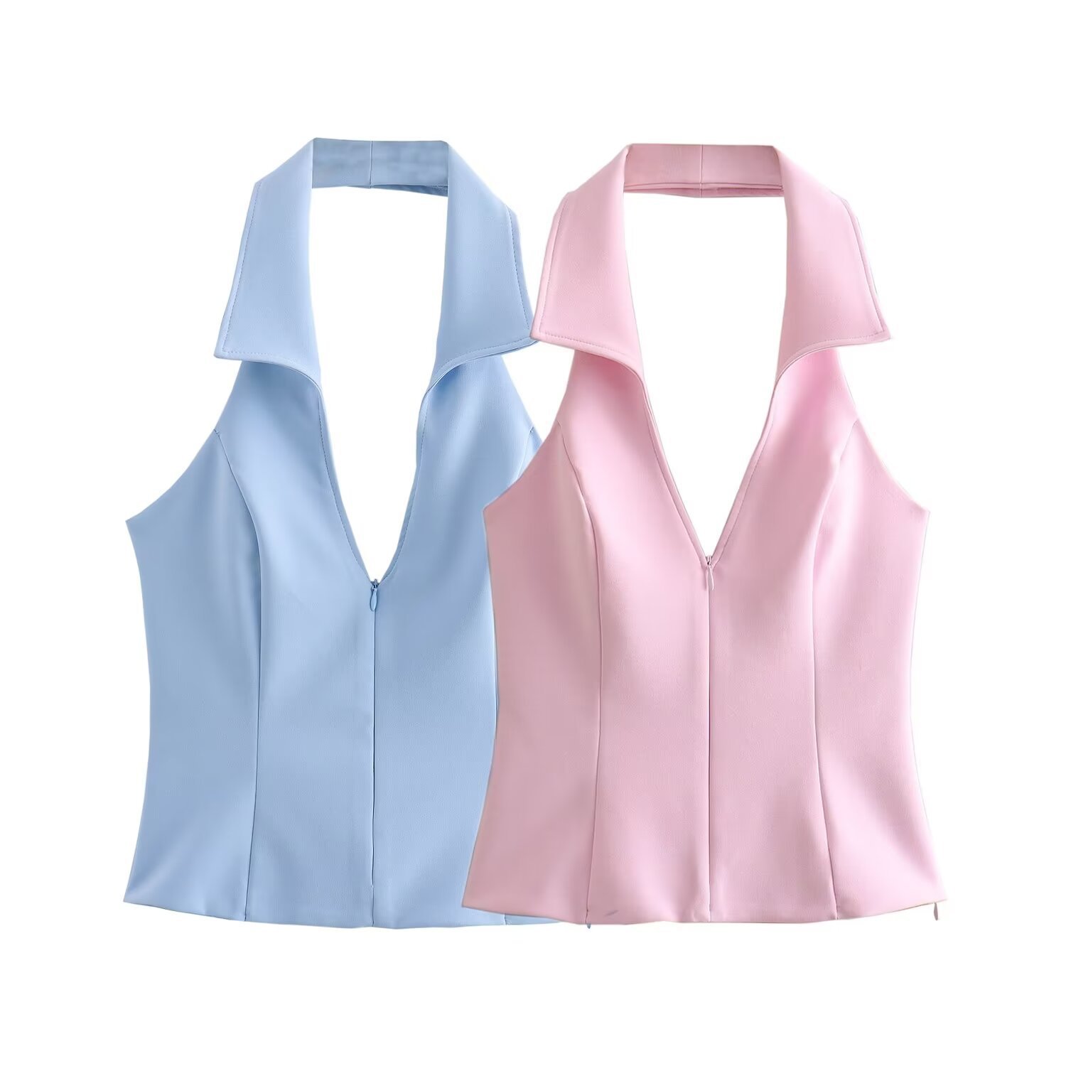 2024 Summer Cross-border European and American Women's Wear Collar Top Vest