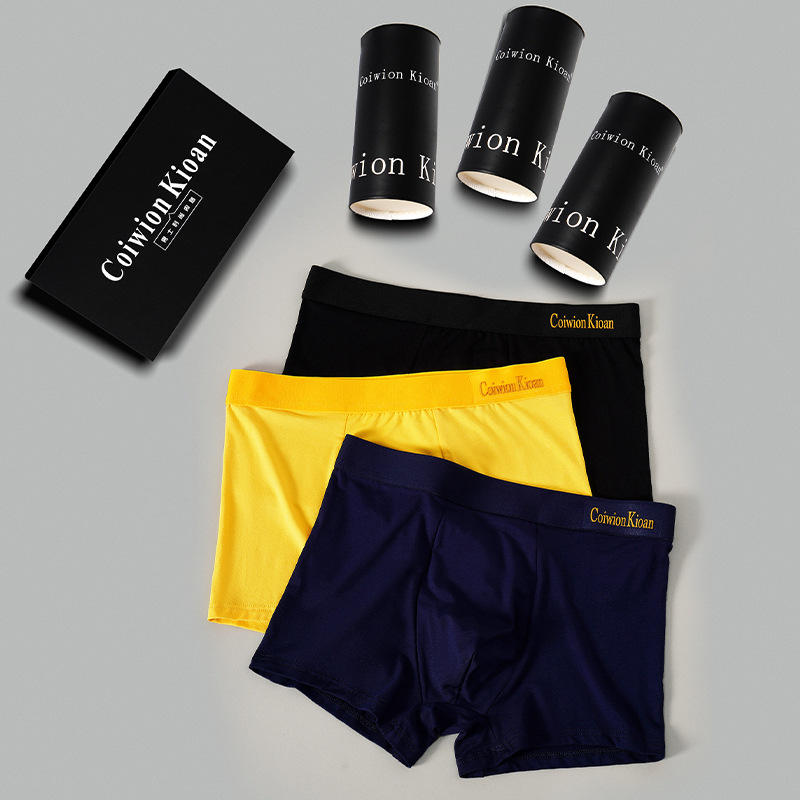 Modal Magnet Warm Black Technology Men's Boxer Briefs Breathable and Comfortable Solid Color Underwear Men's Underpants