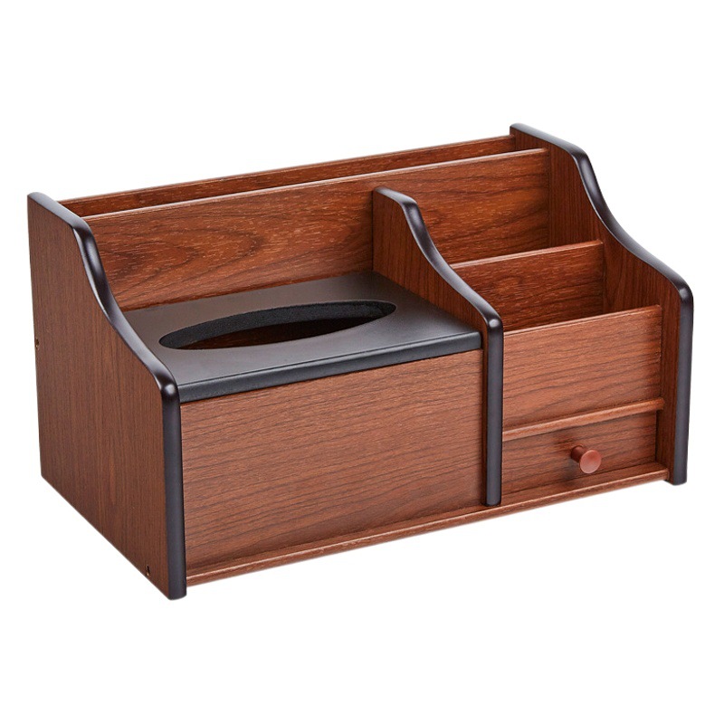 Multifunctional wooden desktop Home Office paper box creative tissue box can add Logo storage box wholesale gifts