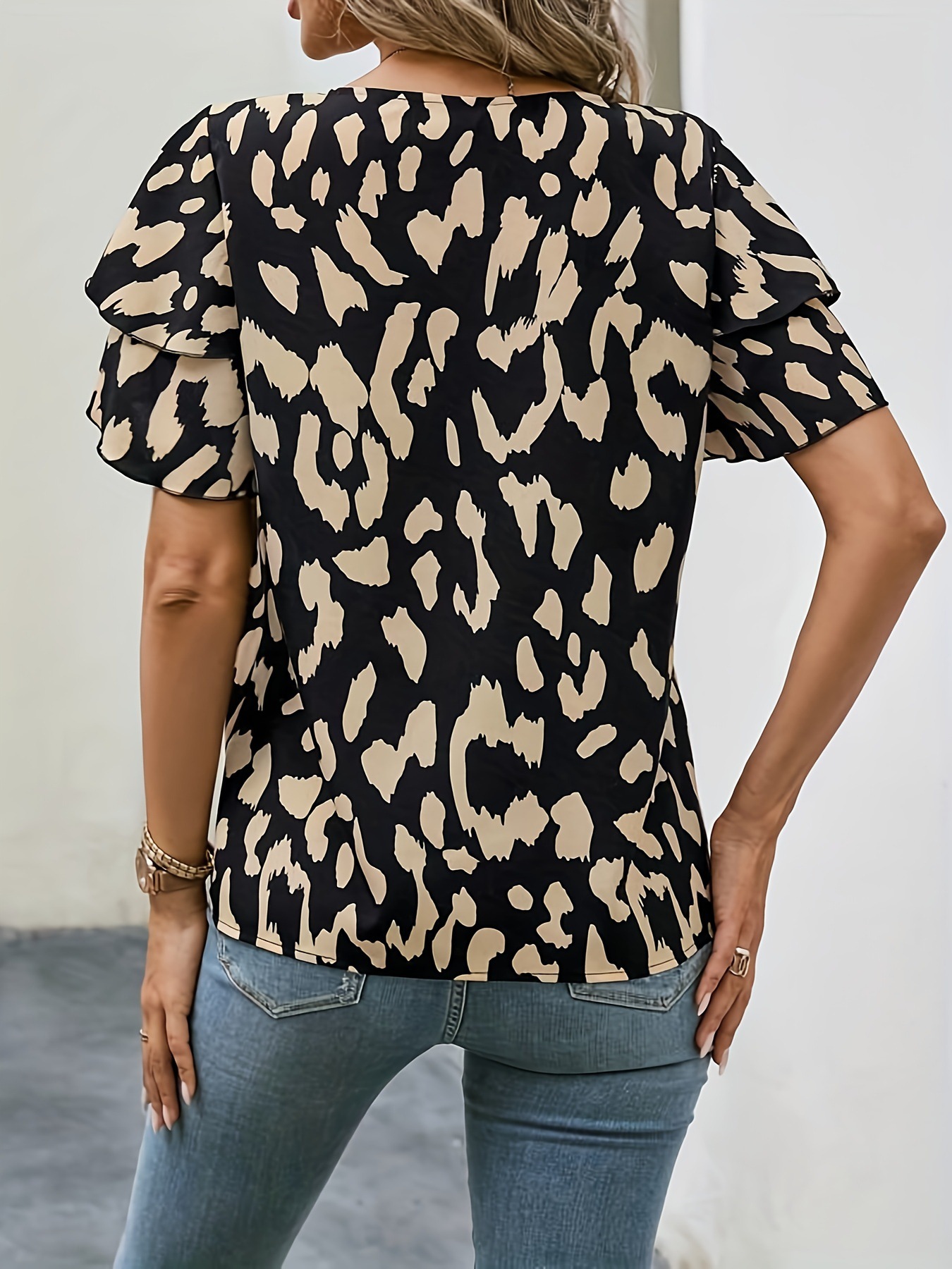 Picture of Cross-border foreign trade printed butterfly sleeve shirt
