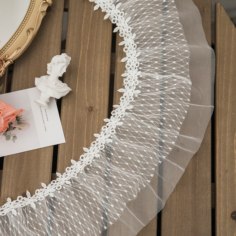 12CM Wide White Lace Mesh Embroidery Lolita Lace Garment Accessories diy Decorative Cuff Collar 15G
