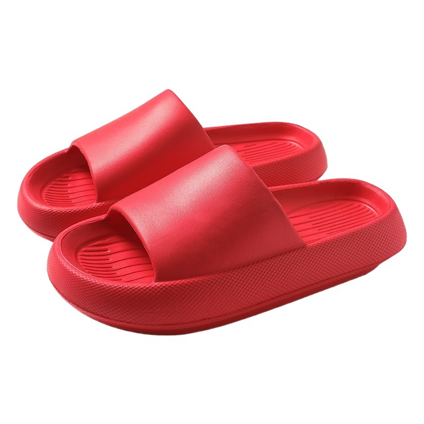 Red plus size eva slippers women's poop feeling light luxury increased platform slippers bathroom non-slip deodorant sandals men