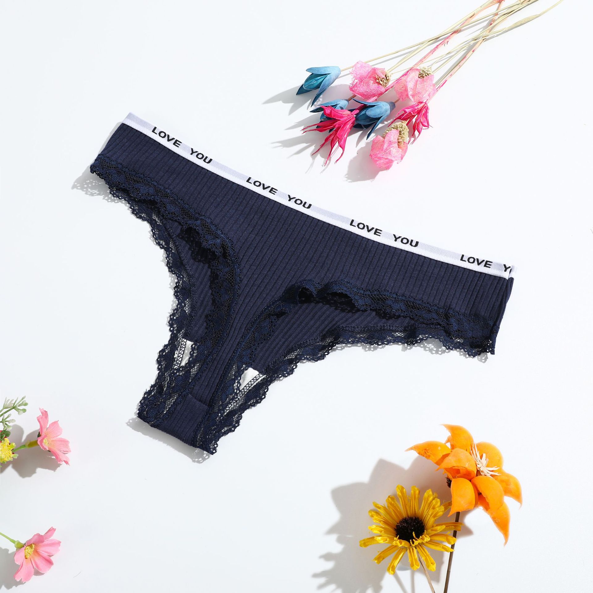 Picture of New ladies cotton thong low waist girls underwear European and American lace women's T-string pants manufacturers wholesale