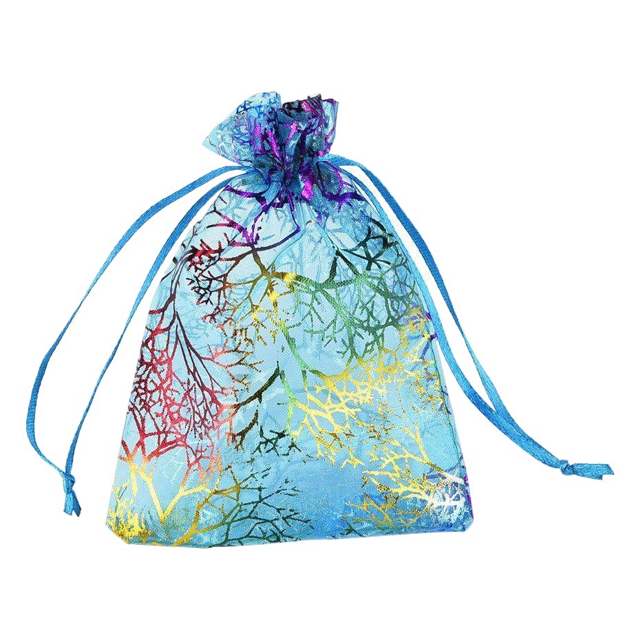 in stock gilding coral pattern gift packaging bag organza wedding candy gauze bag girdle gift bag jewelry packaging