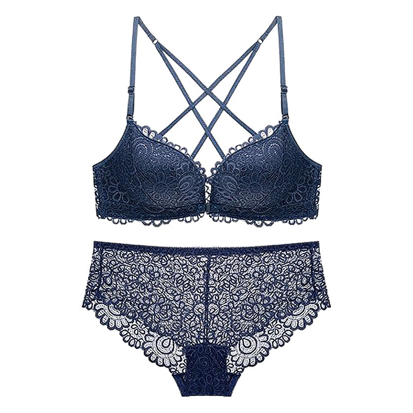 Beautiful Back Bra Small Chest Push-up No Steel Ring Sexy Thickened Front Button Underwear suit Thin Backless Internet Popular New Style