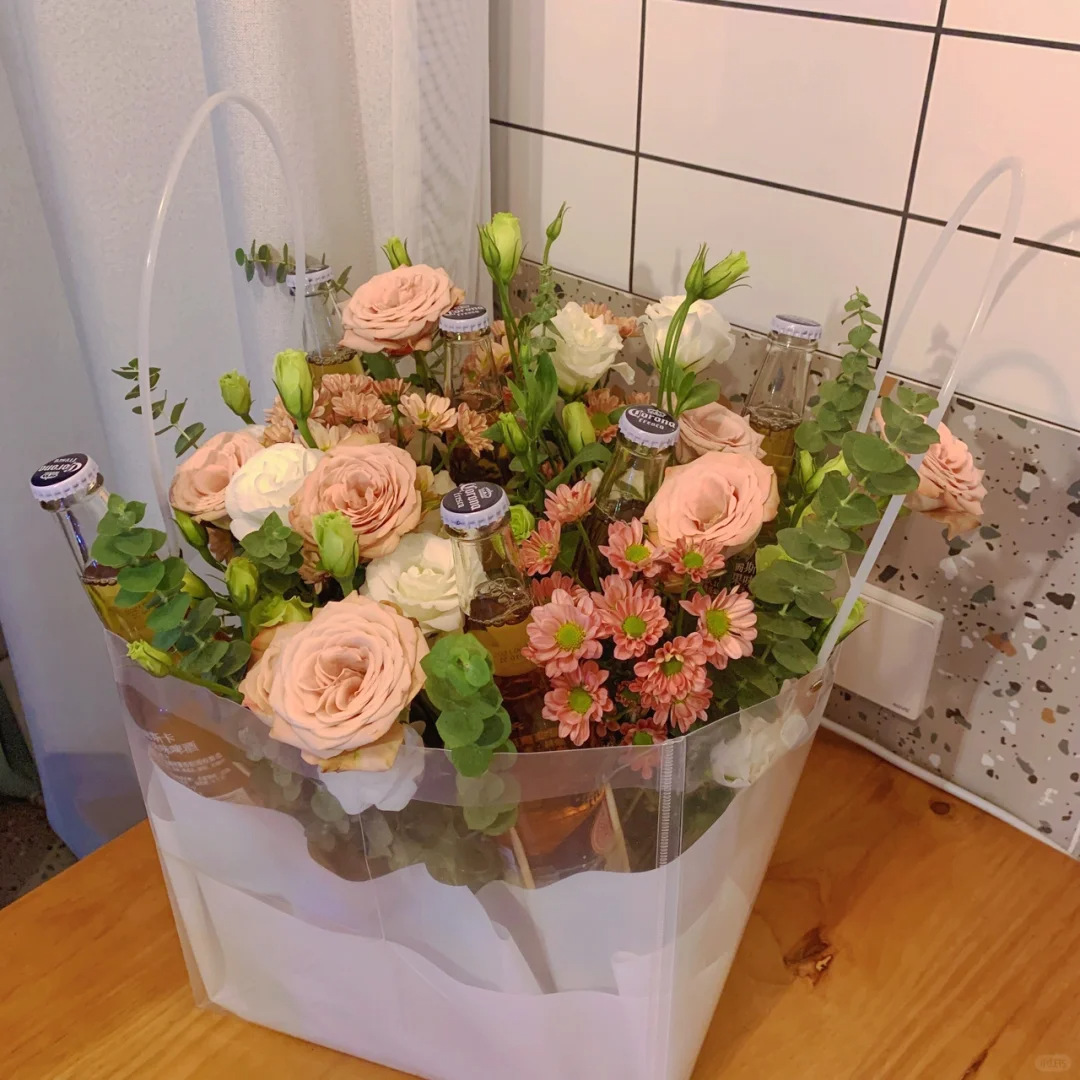 Hand Gift Transparent Handbag Teacher's Day High Sense Flowers Potted Plant Extra Large Exquisite Gift Bag Square
