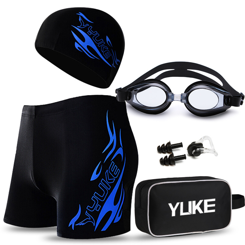 Picture of Swimming Trunks Men's Boxer Hot Spring Pants Large Size Loose Swimming Suit Men's Fashion Swimming Goggles Swimming Cap Set Equipment Swimsuit