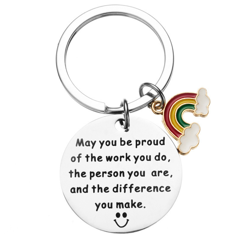 European and American Amazon New May You Be Proud Rainbow Keychain Gift, Stainless Steel Keychain
