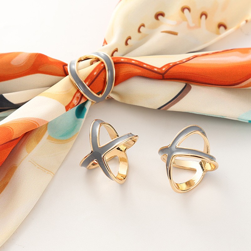 Silk towel buckle three rings simple accessories all-match scarf buckle temperament Japanese and Korean square scarf buckle elegant shawl buckle practical