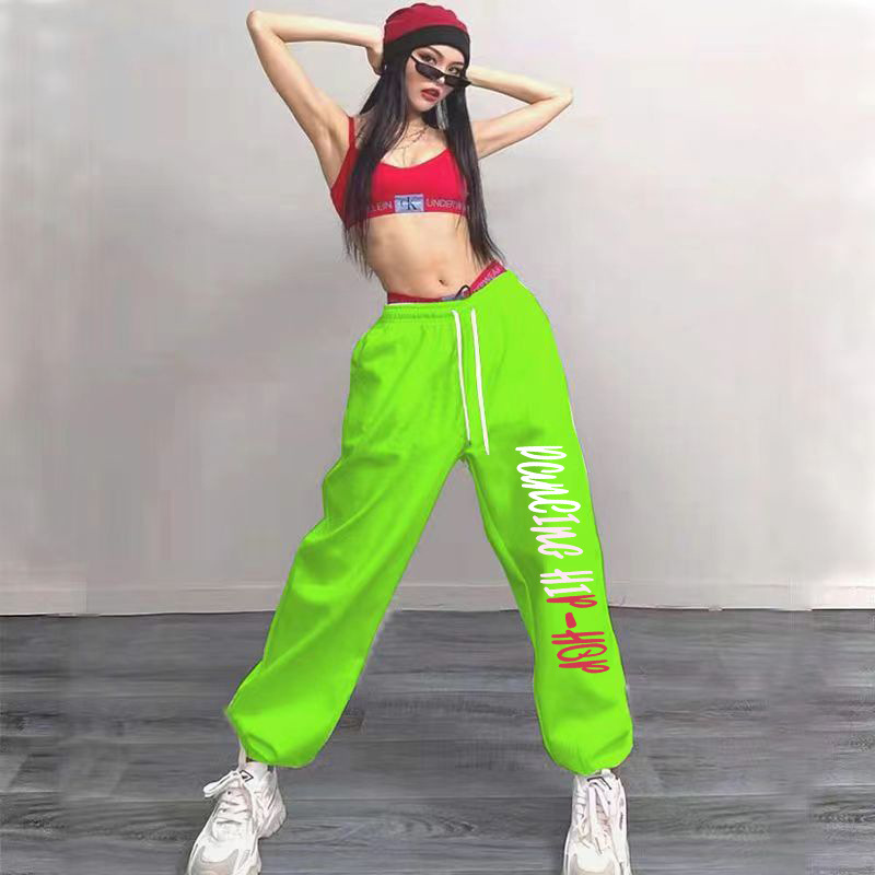 Picture of Cross-border hip-hop hiphop hip-hop toe sports pants women's high waist loose-fit casual jazz jazz dance long pants