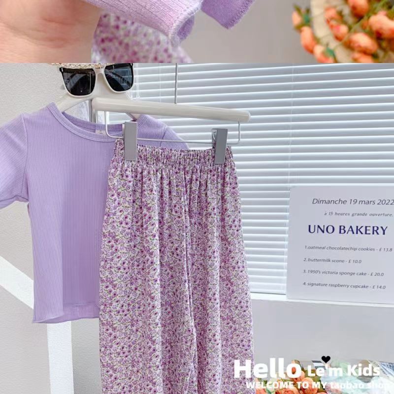 Picture of Summer new girls' pastoral style candy color cold casual trendy mosquito-proof sun protection lightweight holiday floral straight pants