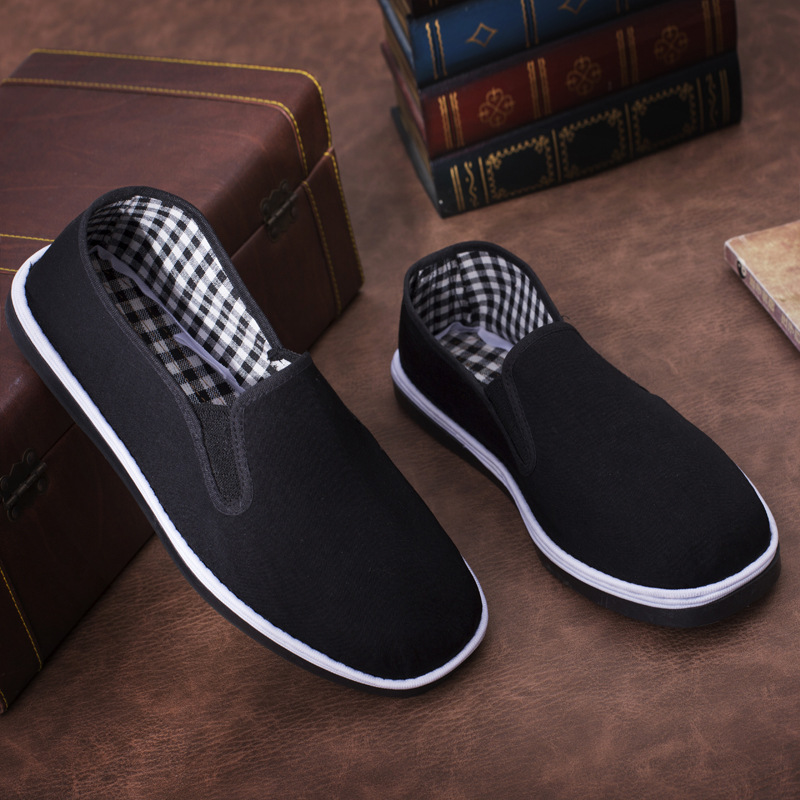 Picture of Factory Shu flat bottom imitation tire bottom old Beijing cloth shoes lasagna canvas shoes traditional handmade online black cloth shoes