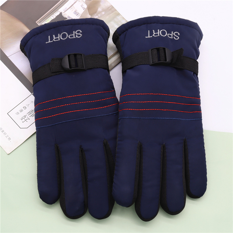 Winter new ski gloves fleece-lined thickened men's outdoor riding non-slip cotton warm gloves wholesale