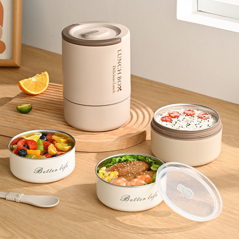 Picture of 316 stainless steel multi-layer insulation lunch box office workers rice bucket portable insulation bucket ultra-long insulation can enter the microwave oven