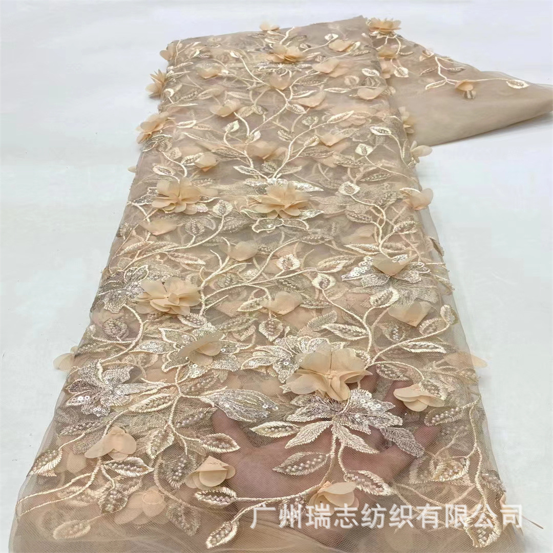 2024 Europe and the United States cross-border high-grade multi-color flower embroidery fabric ethnic performance dress children's clothing wedding dress fashion fabric