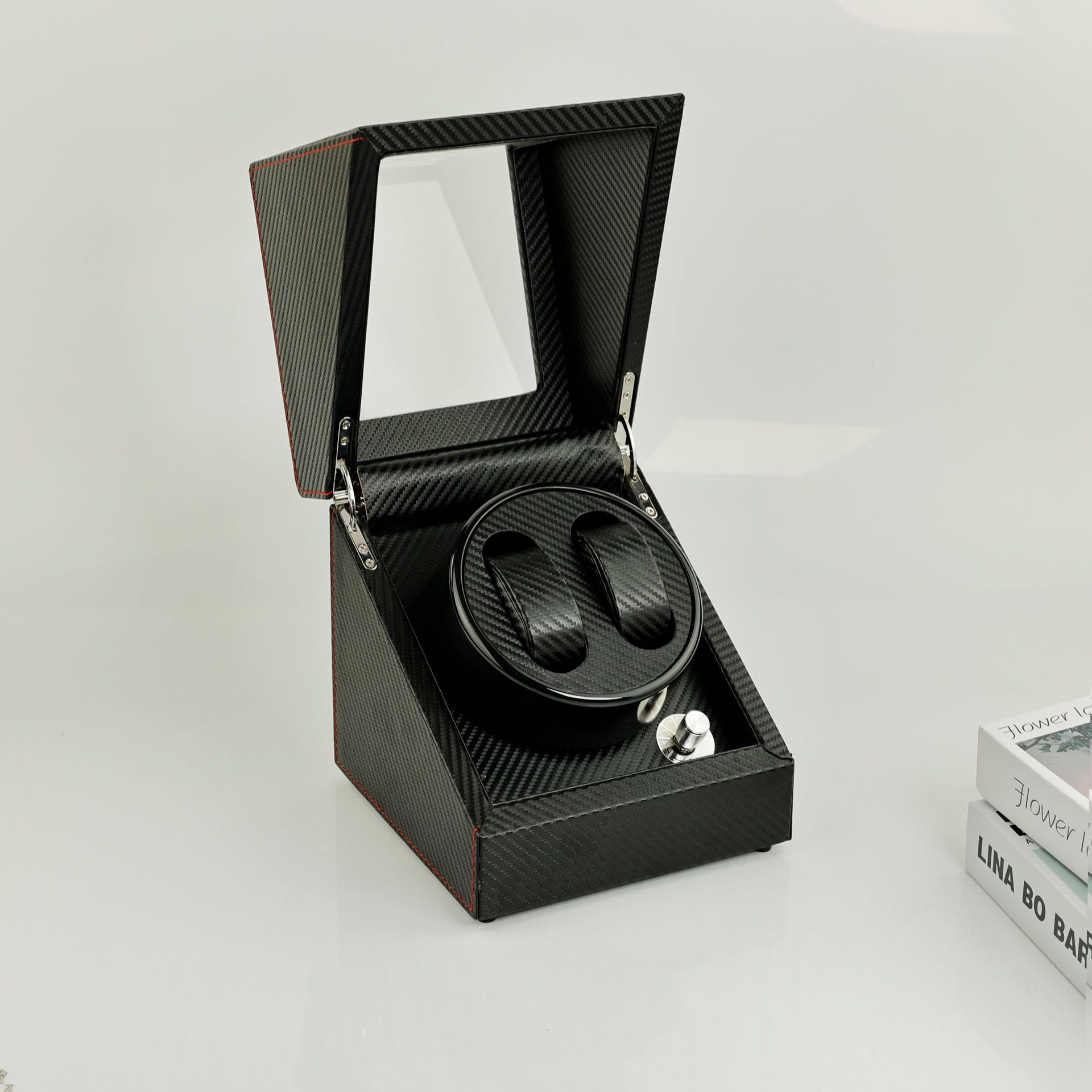 Picture of Qingyu Packaging Watch Box Carbon Fiber 2+0 Leather Watch Turner Fully Automatic Mechanical Watch Automatic Winding Watch Turner
