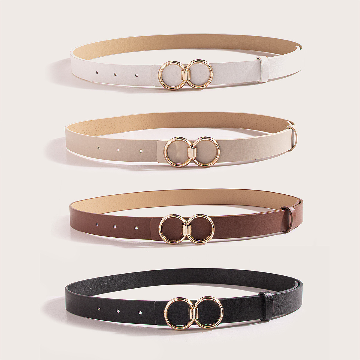 Spring New 8-button Simple All-match Women PU Belt Cross-border Hot-selling Fashion Commuter in stock Snap Buckle Belt
