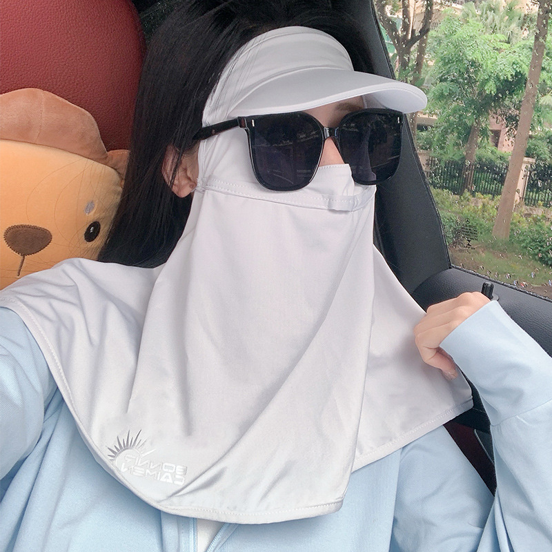 Driving sun protection mask female summer cover full face UV protection neck protection ice silk mask sunshade breathable veil