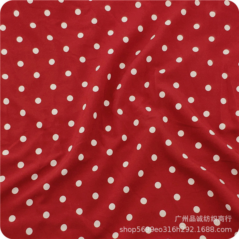 Picture of 100D four-sided bullet wave dot printing micro-elastic polyester 0.8 dot chiffon print shirt dress fabric