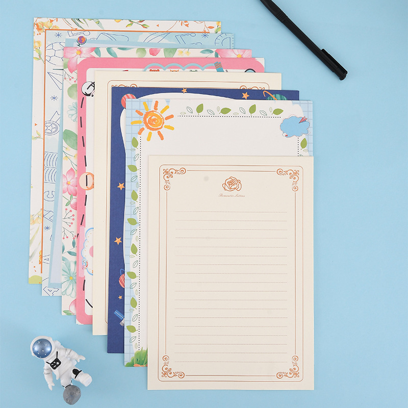Picture of A4 Letter Paper Simple Student Creative Cartoon Pattern Cute Color Handwritten Love Letter Letter Paper Copy Photocopy Paper Printing