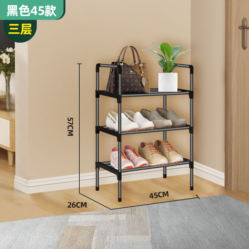 Picture of Simple Shoe Rack Multi-layer Folding Shoe Cabinet Economical Household Bedroom Metal Black Rack Shoe Rack