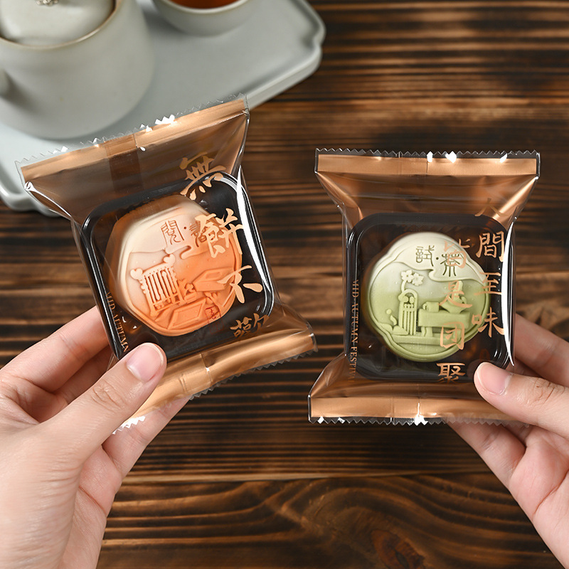 2025 Chinese Style Mid-Autumn Mooncake Packaging Bag 50g 100g Ice Skin Egg Yolk Crisp Self-Sealing Machine Sealing Bag Wholesale