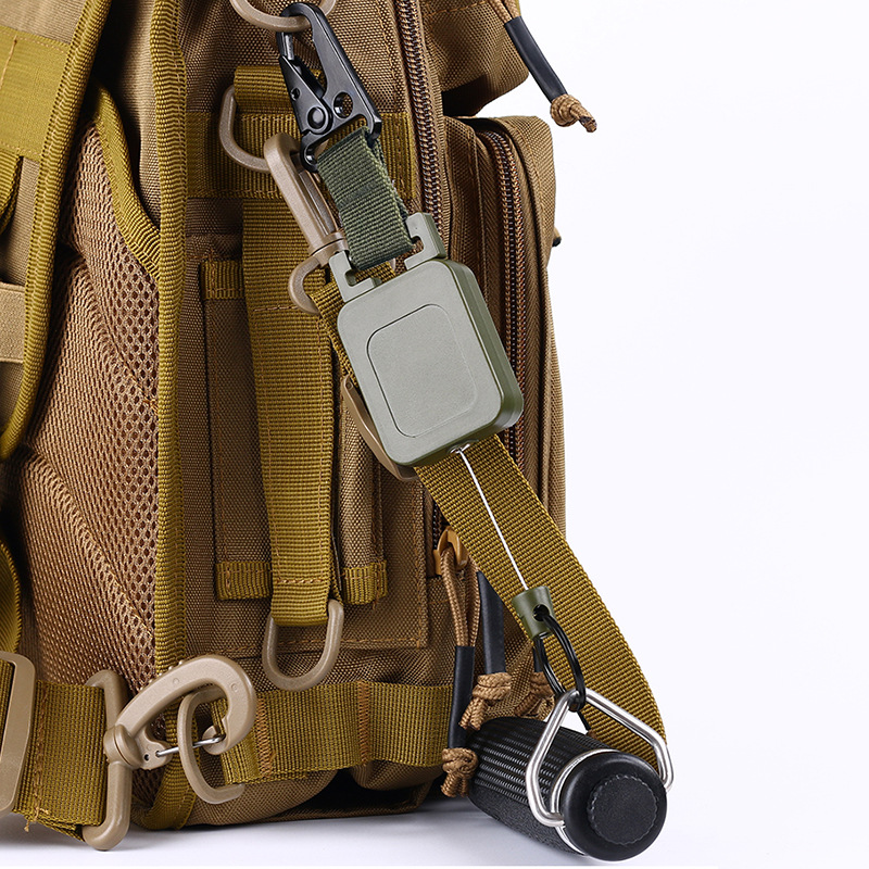 Picture of Outdoor Fishing Luya Telescopic Easy Pull Buckle Army Green Eagle Buckle Belt Back Clip Steel Wire High Strength Ribbon Easy to Pull
