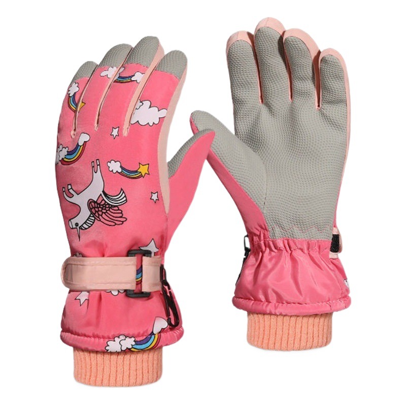 Children's ski gloves winter warm cartoon play snow windproof non-slip 7-12 outdoor sports cycling gloves